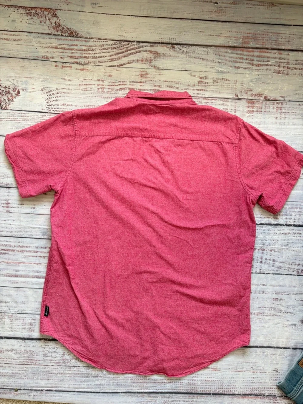 Diamond Short-Sleeve Button-Down Shirt - Red 100% Cotton - Picture 2 of 6